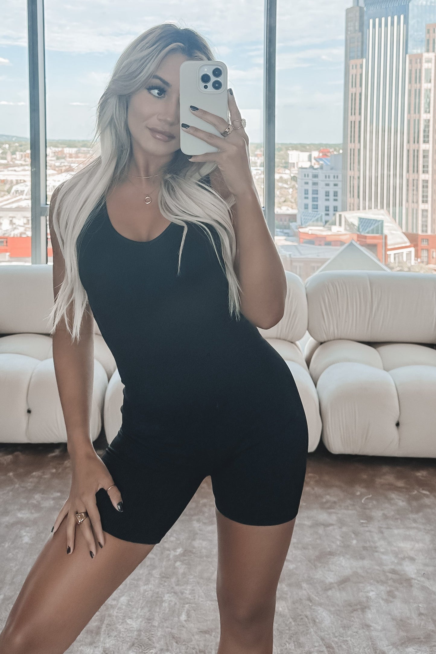 Came To Kick It Black Ridded Romper