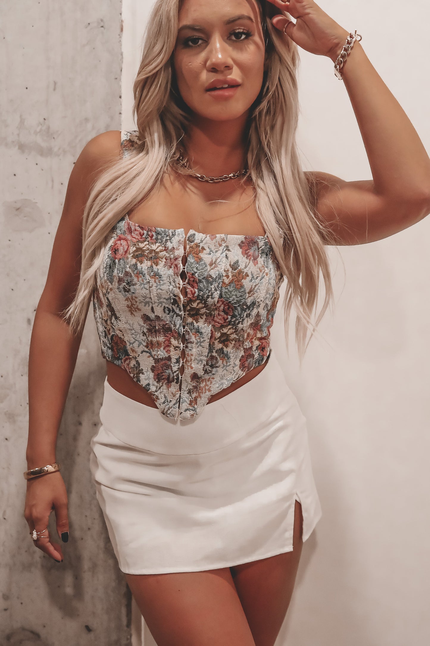Fashion Forward Floral Lace Up Corset Top