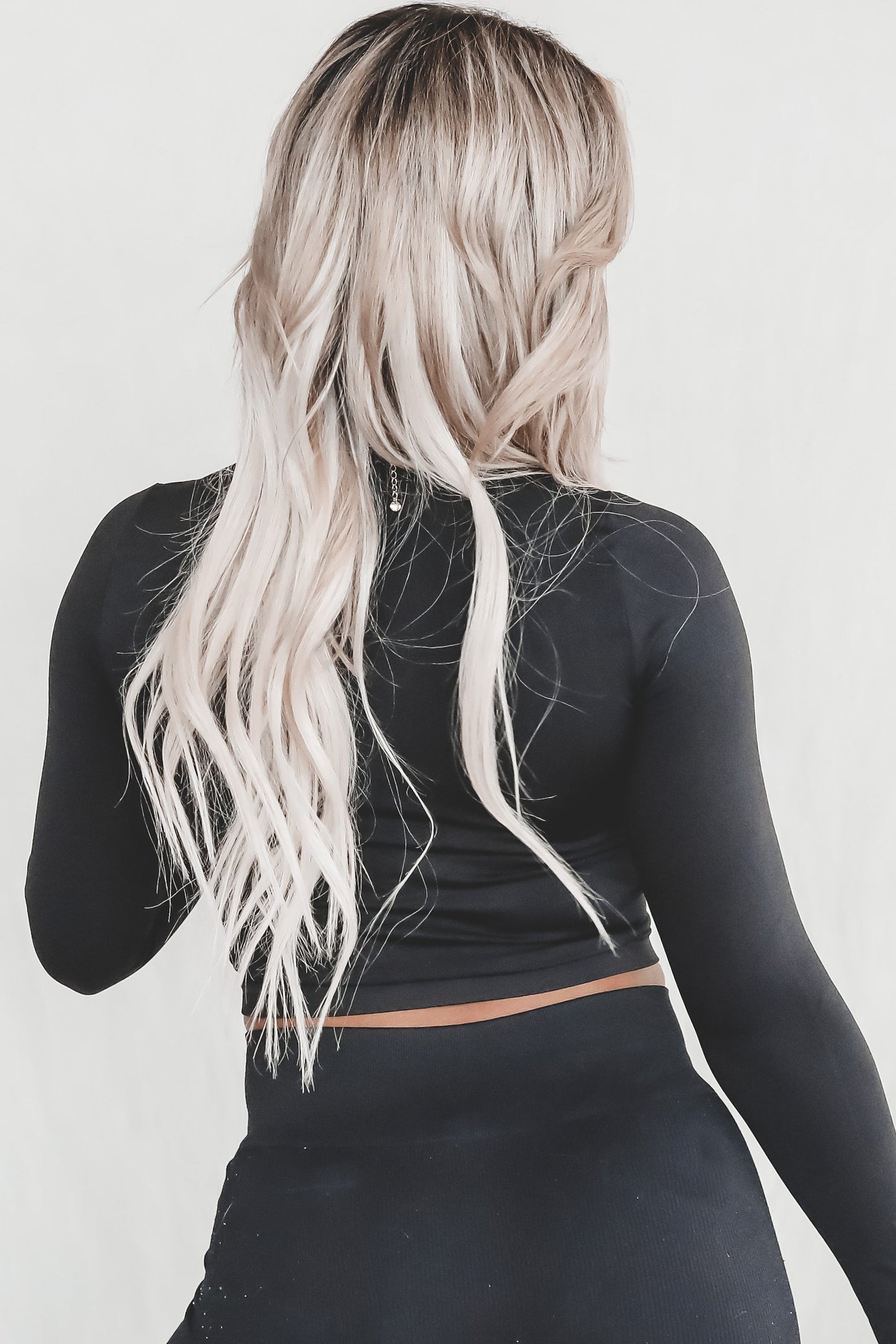 Just Here To Hang Black Long Sleeve Mock Neck Top