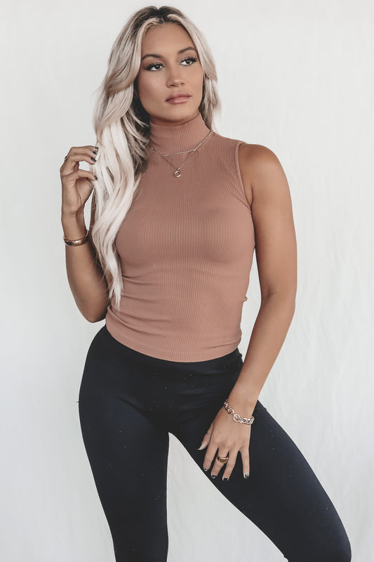 An Everyday Look Mock Neck Sleeveless Lounge Top